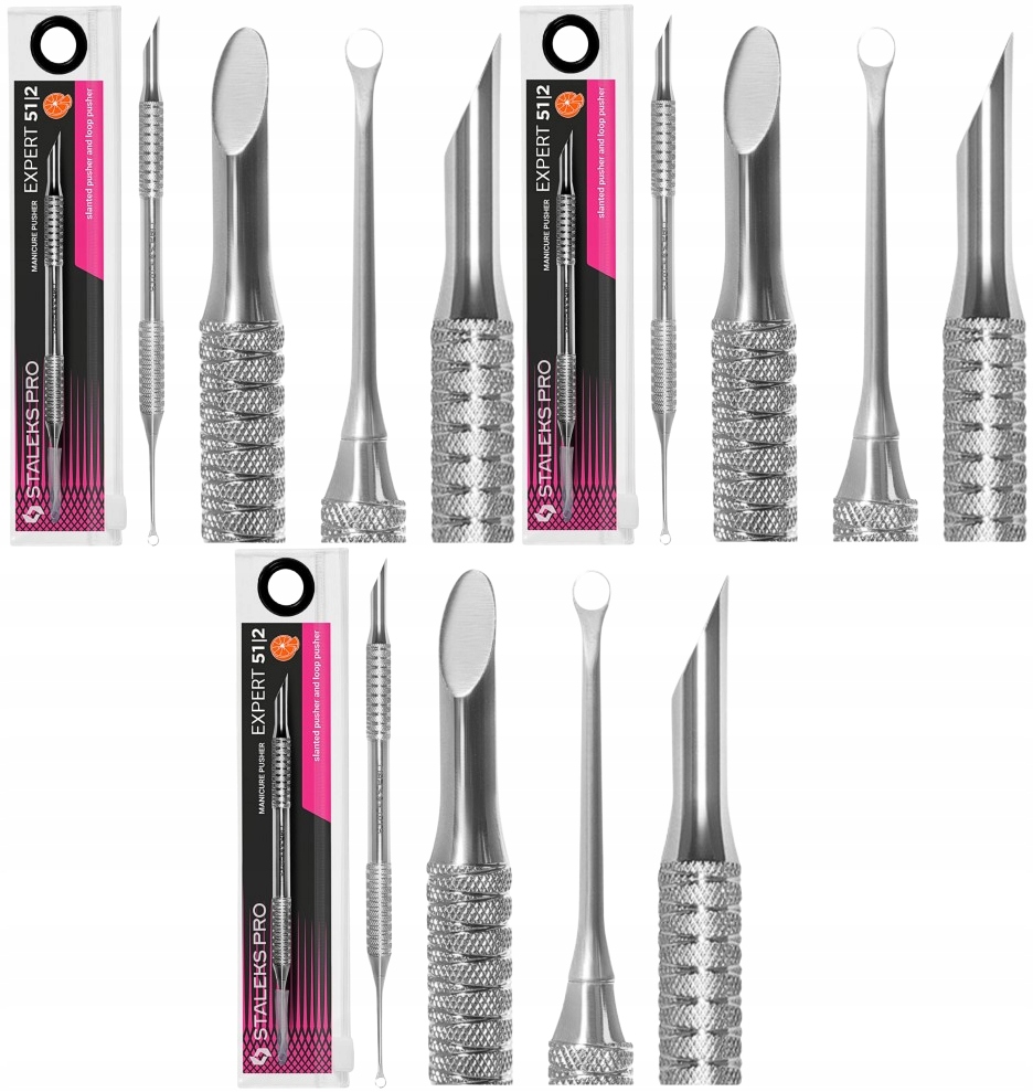 3 x Staleks Zatlačovač pro manikúru 51 Type 2 z odolné nerezové oceli