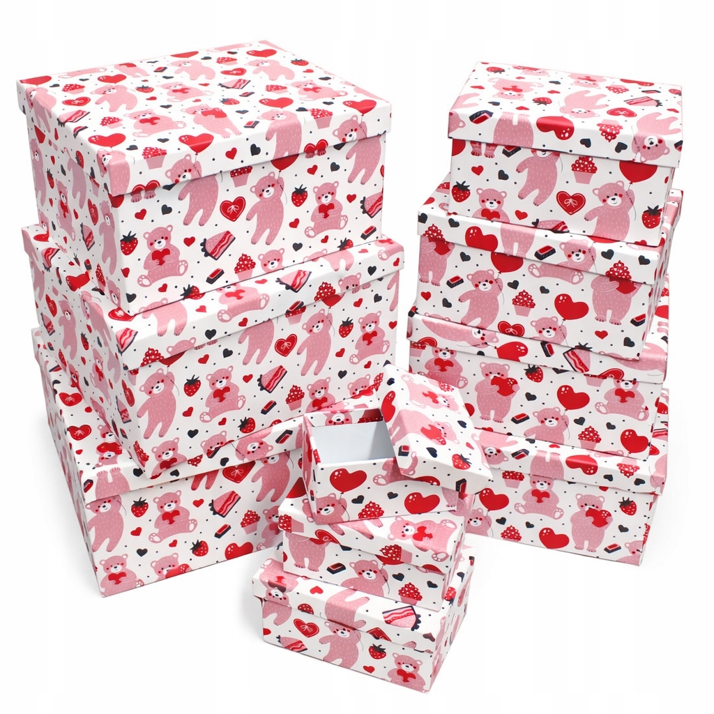 Pudełko Prezentowe Komplet 10 Szt 12x7x6 30x25x16 Walentynki