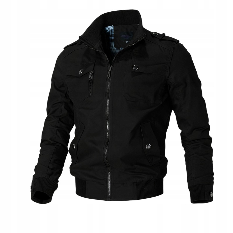 Pánská bunda se stojáčkem s přechodem tepla, pohodlná, elegantní, černá, zip