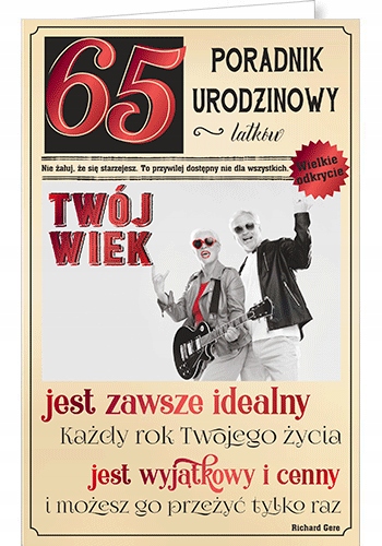 

Kartka Urodzinowa na 65 urodziny z życzeniami U73