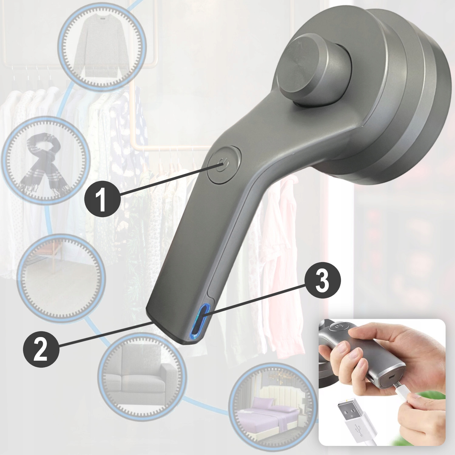 Golarka do ubrań ODZIEŻY swetrów BEZPRZEWODOWA Model MQ-GREY