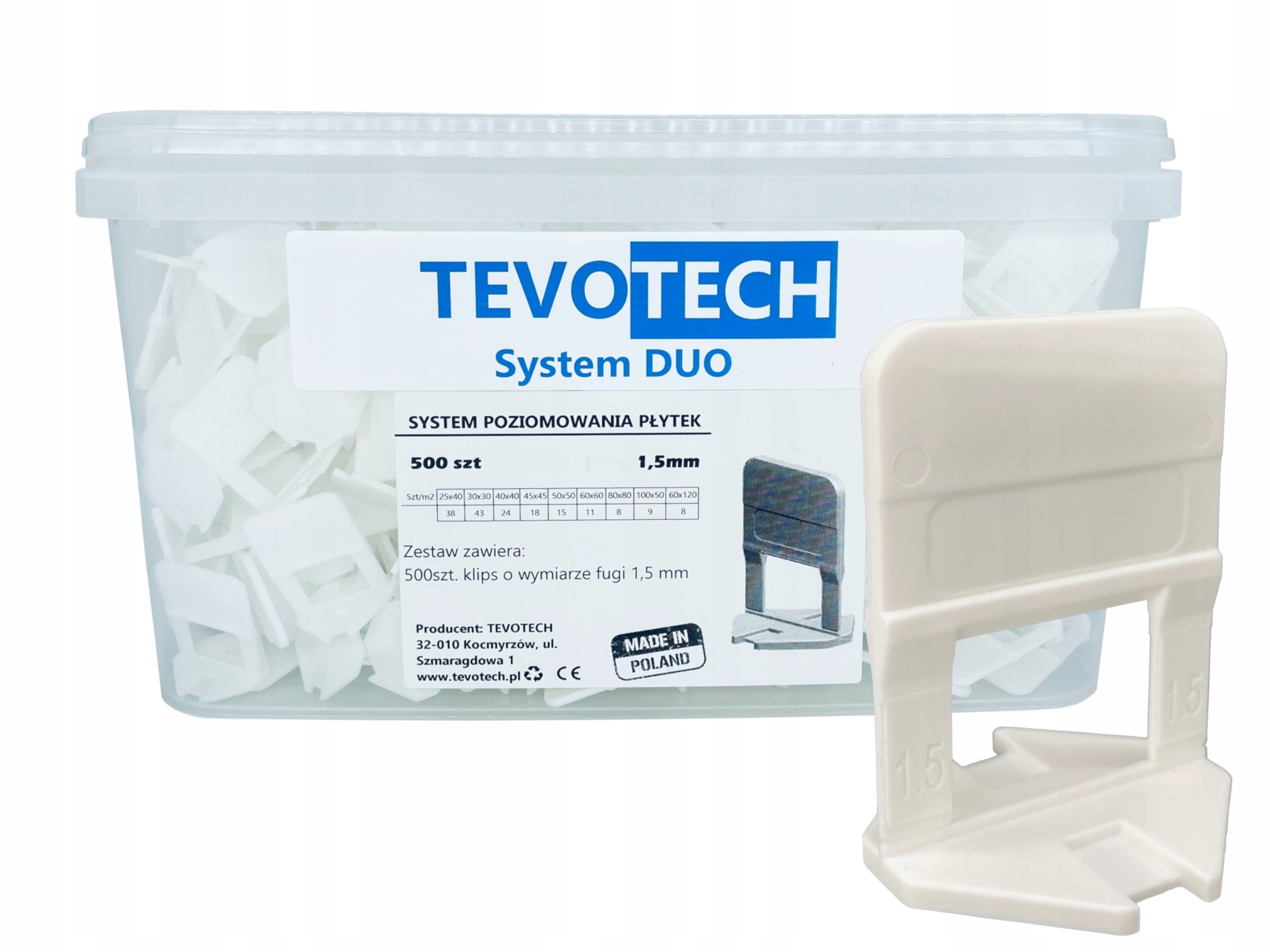 

System Poziomowania Płytek Tevotech Duo 1,5mm 500