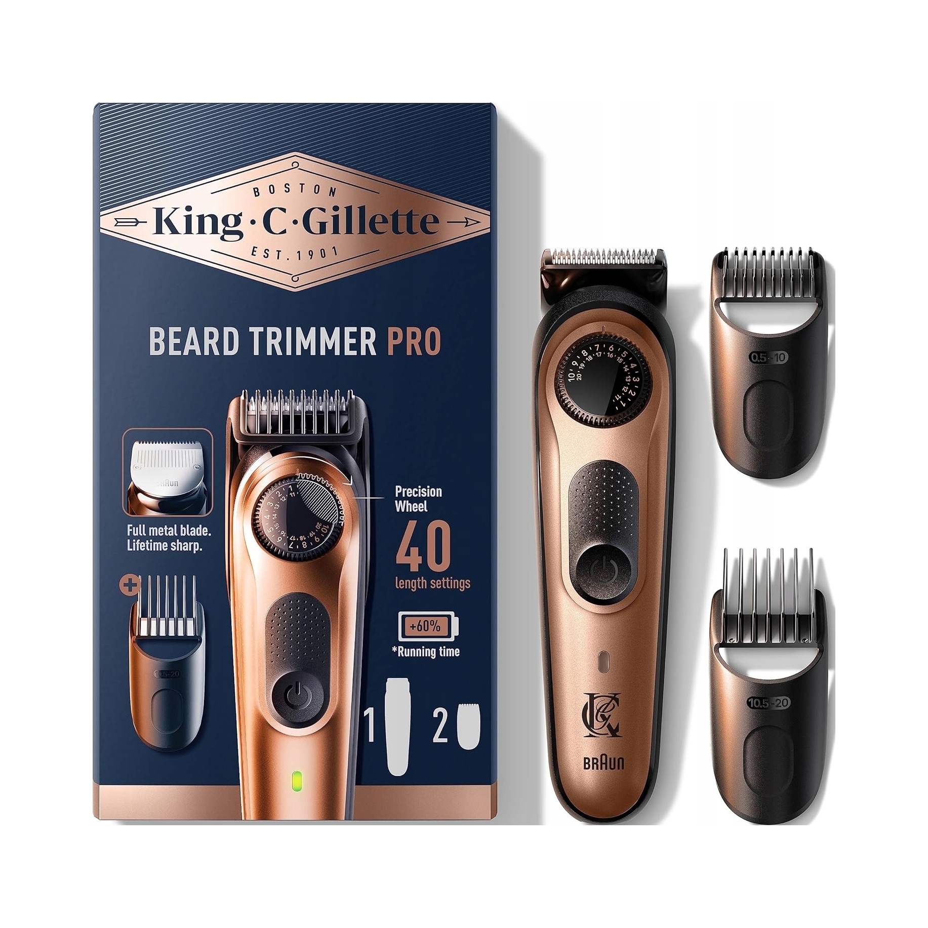 King C Gillette Beard Trimmer Pro Zastřihovač vousů Voděodolný 40U