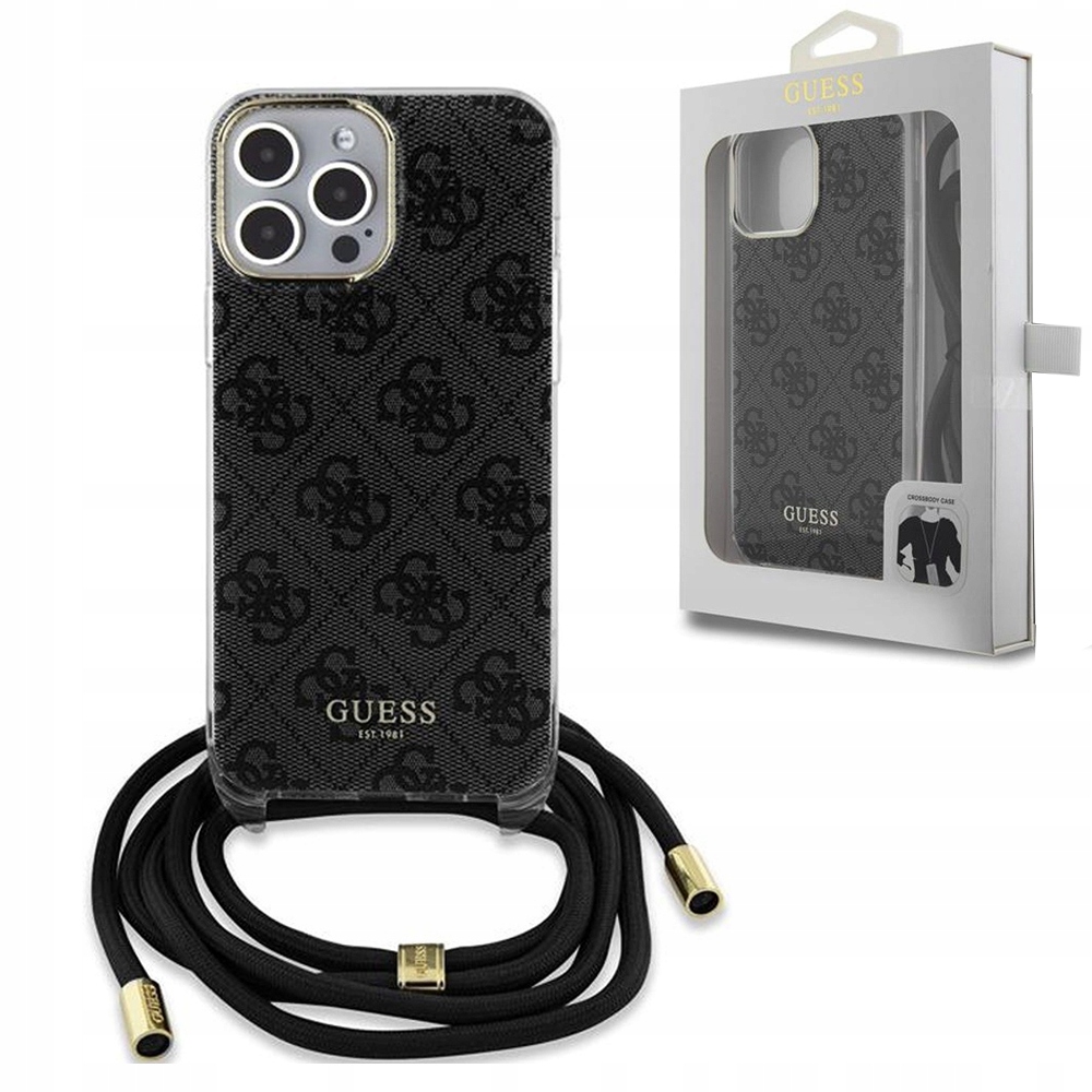 Etui Guess Crossbody Cord 4G Print na iPhone 15 Pro Max czarne Guess