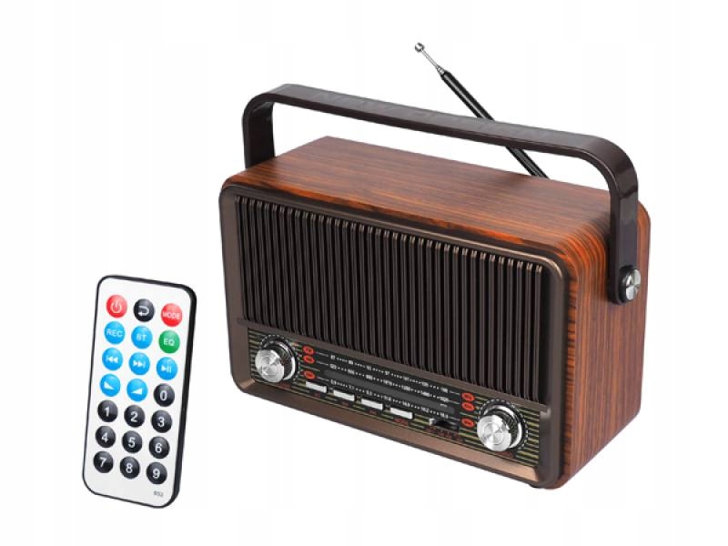 RADIO PRZENOŚNE RABA RETRO BLUETOOTH, FM, USB, SD, AUX Z PILOTEM, BRĄZOWE