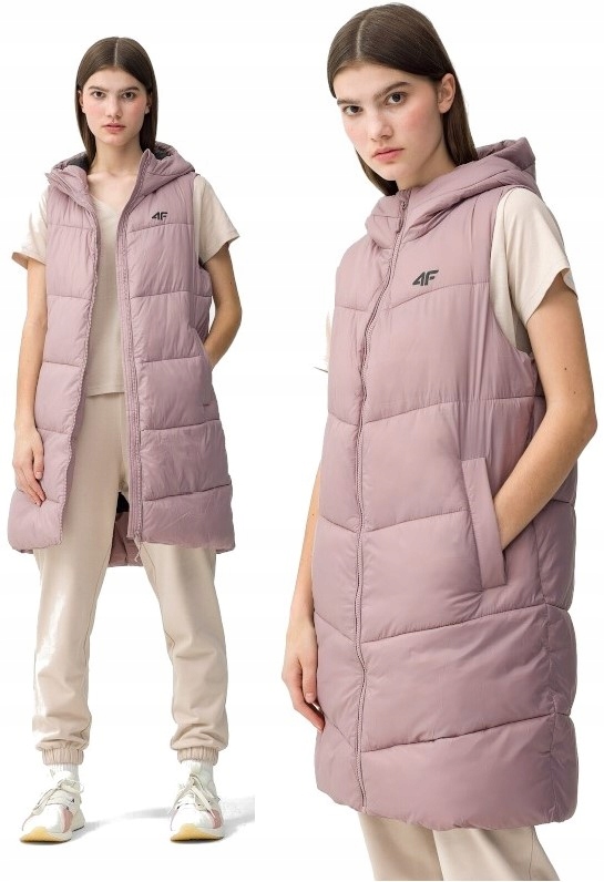 4F Dlouhá Vesta péřová prošívaná dámská vesta TDJAF093 > Xs