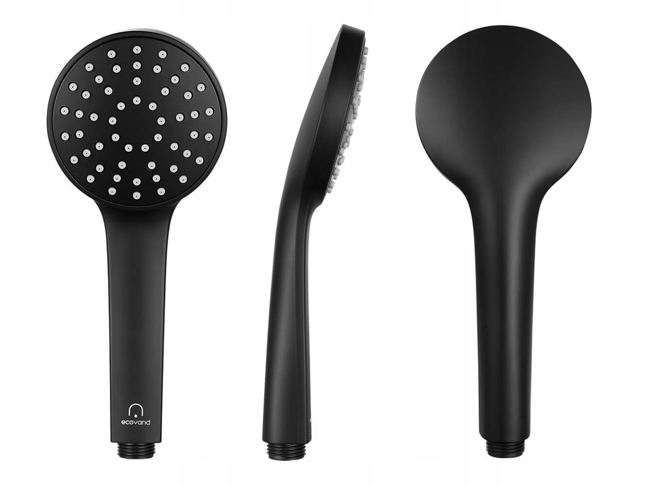 SŁUCHAWKA PRYSZNICOWA czarna ECOVAND SIMPIO OSZCZĘDNA -65% WODY 5.7 L/MIN Kształt okrągły