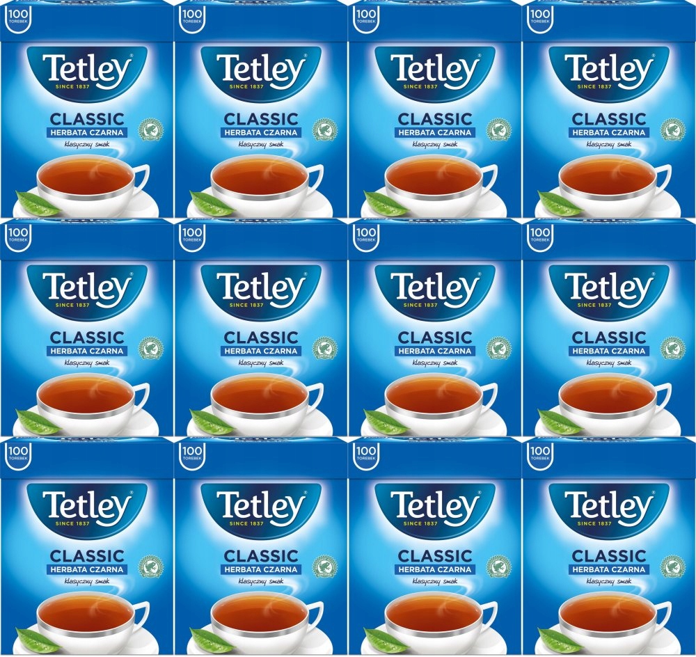Tetley Classic 100 szt herbata ekspresowa torebki x12
