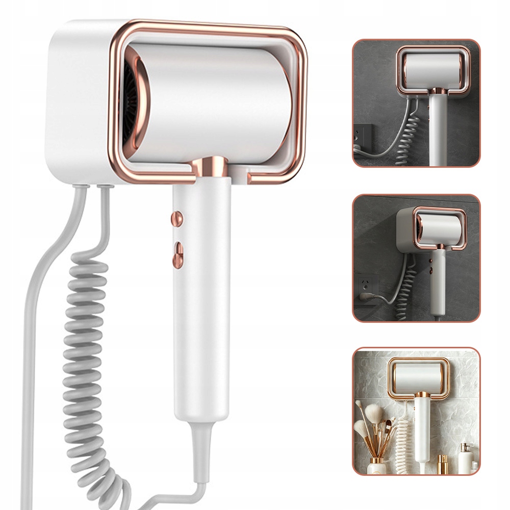 Hotelový Nástěnný Vysoušeč Vlasů S Rukojetí, Silný, Lehký, 2000 W, Bílý