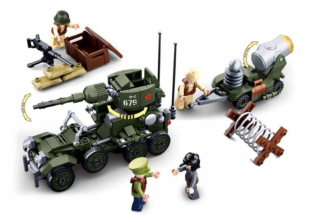 

Klocki Sluban Samochód Wojskowy działo 4w1 Lego