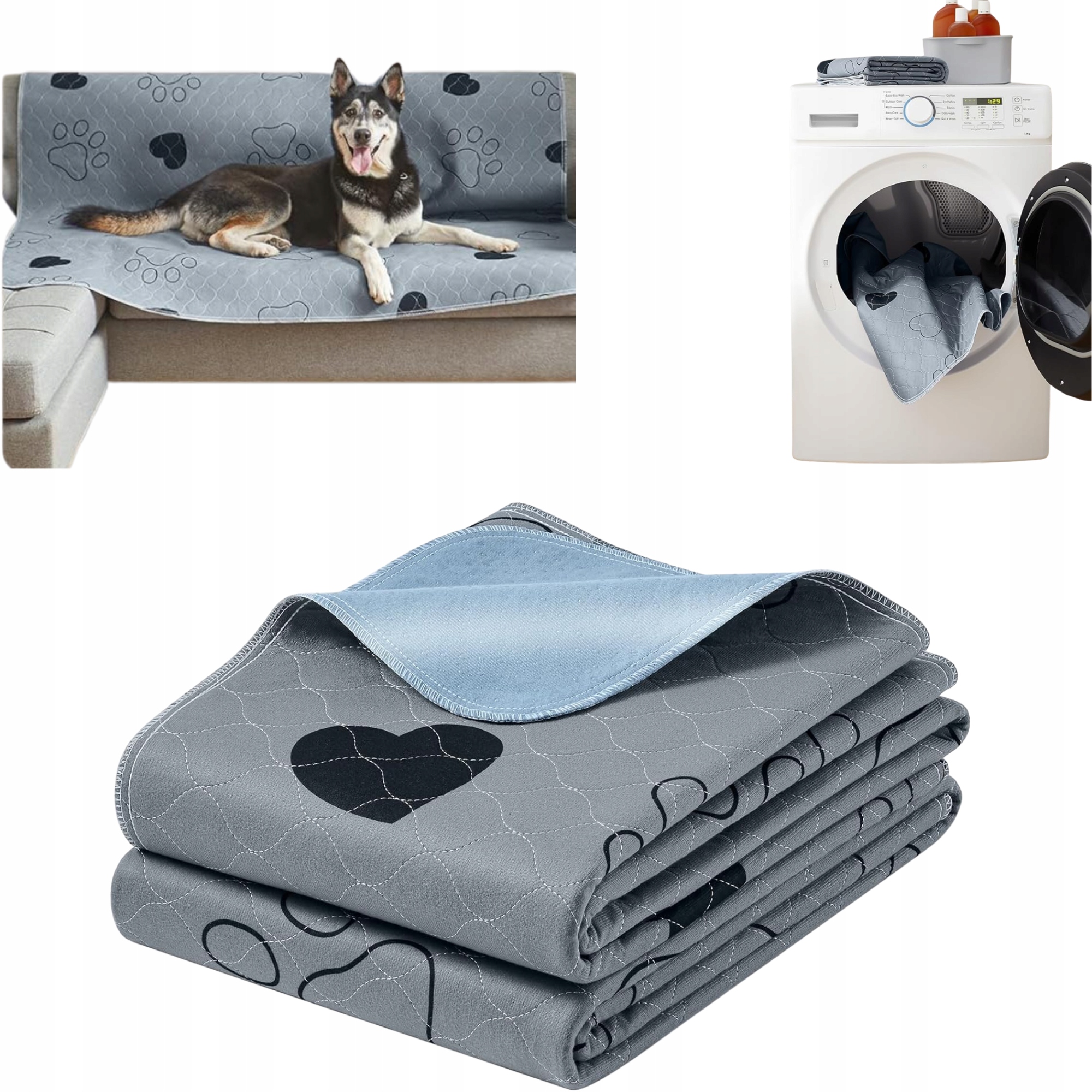 Mata Chłonna Dla Psa 152x122 Podkład Wielorazowy 2szt Szara Do Sikania XXL