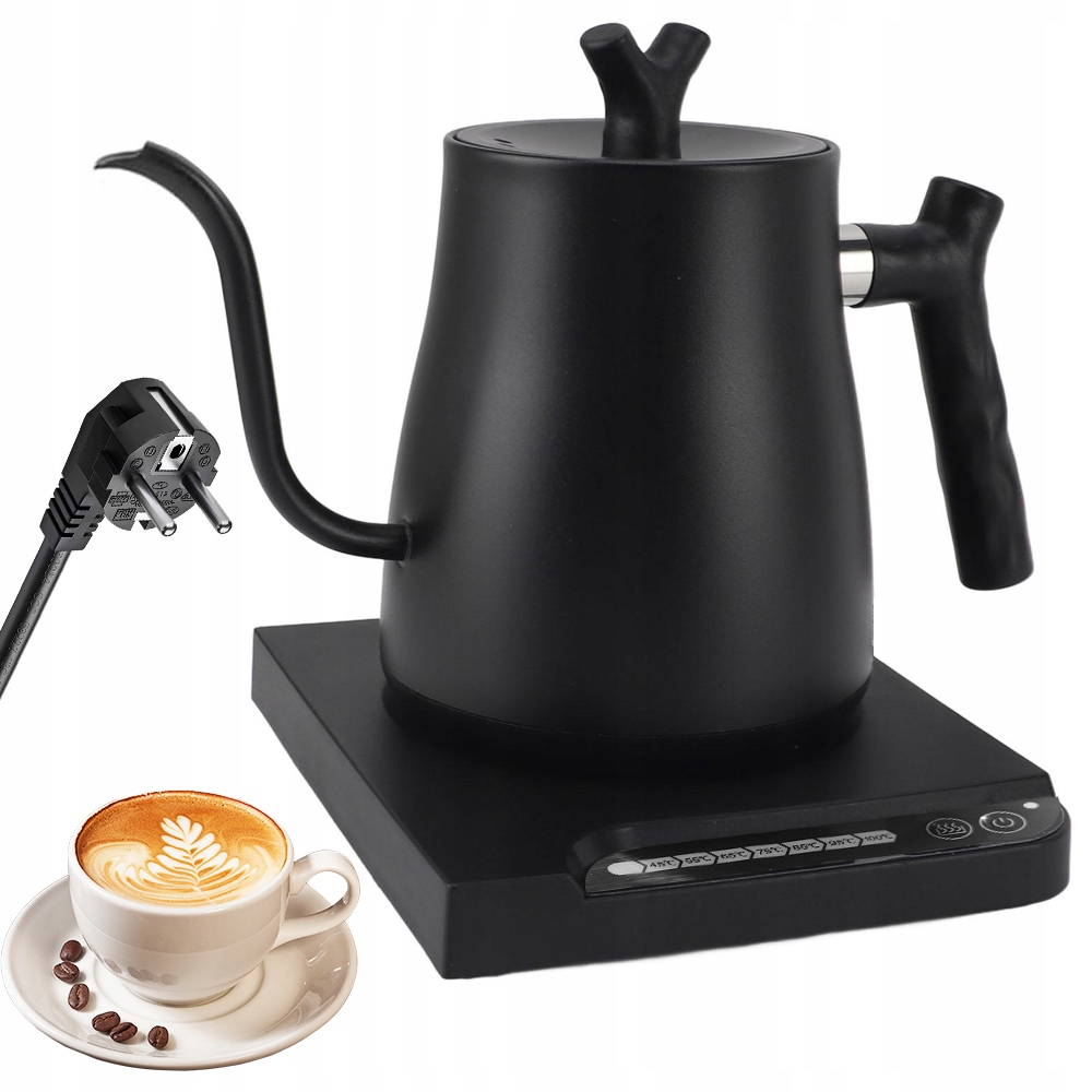 Černá Konvice S Husím Krkem A 7 Nastavenými Teplotami Pro Čaj