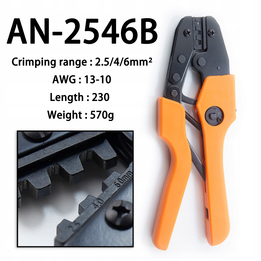 ZACISKARKA PRASKA KONEKTORÓW MC4 SAMOCHODOWYCH 2,5 / 4 / 6 mm2