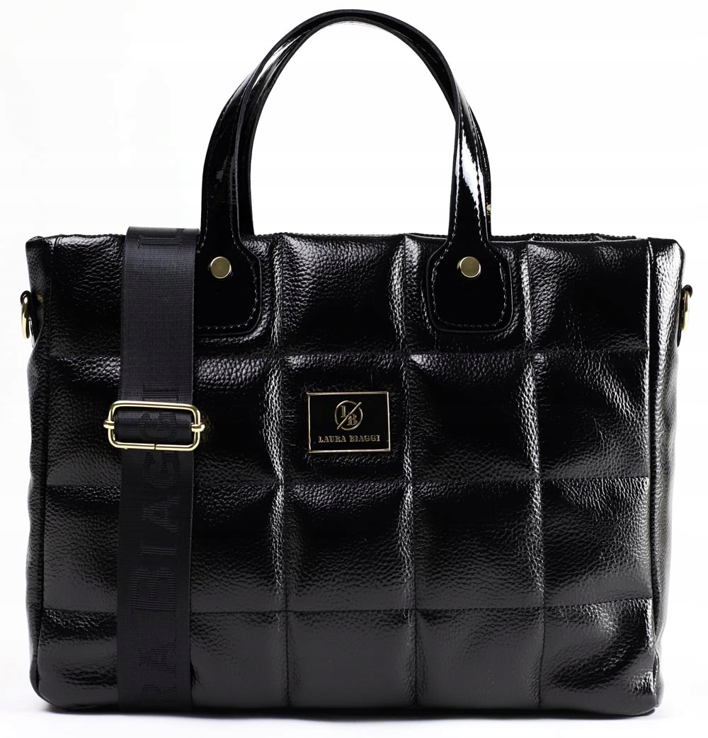 

Laura Biaggi Torebka Shopper Czarna Pikowana Logo