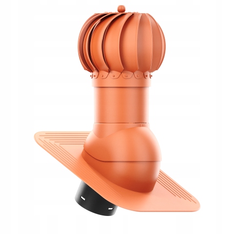 Větrací komín Otočný kulatý fi125 pod asfaltový šindel/pape Cihlový 8004