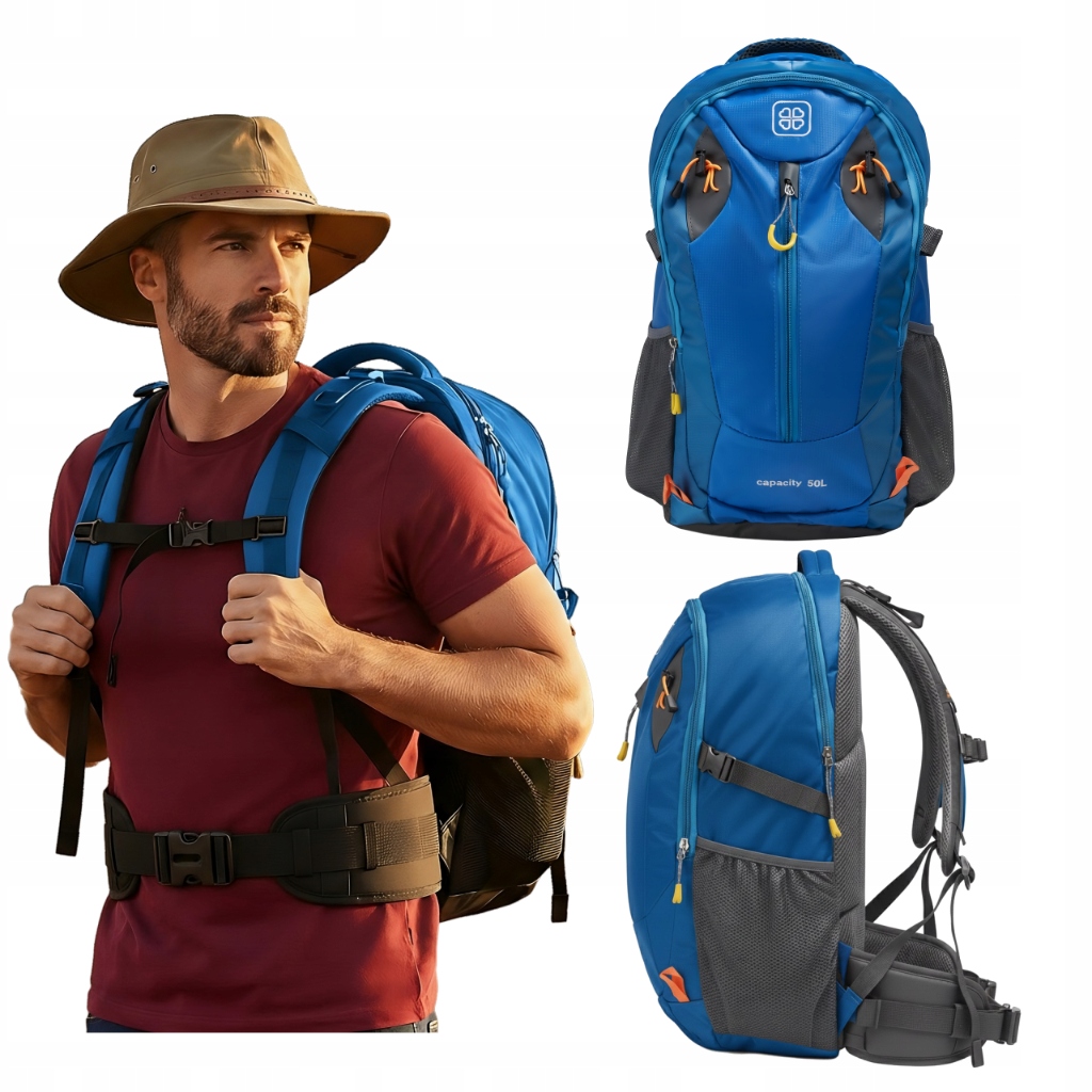 Batoh modrý horský trekingový batoh, voděodolný, odolný