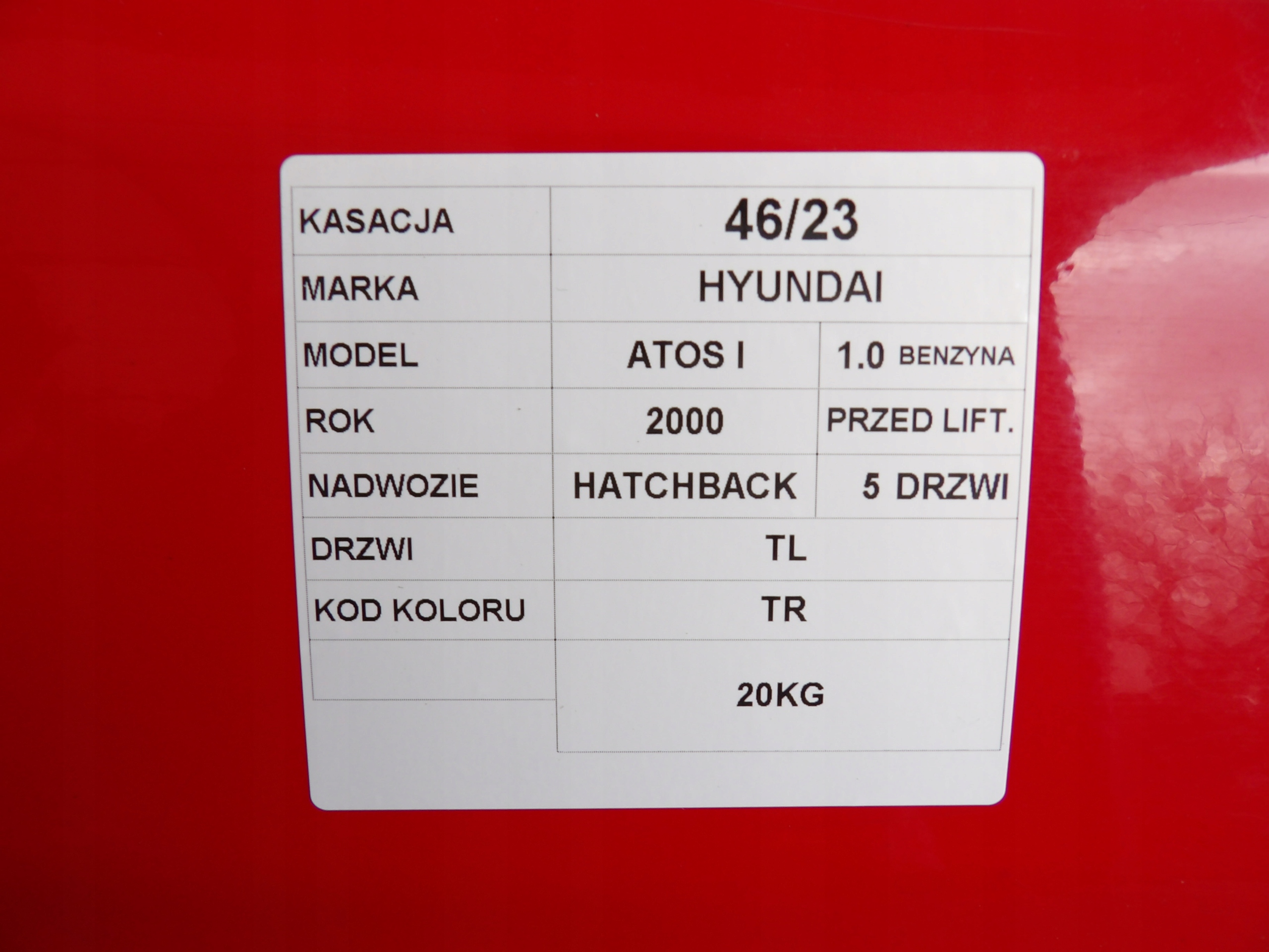 Tür TL Hyundai Atos und lak. TR