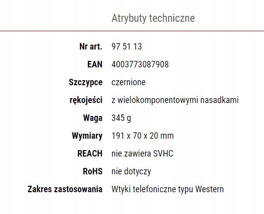 Knipex 975113 97 51 13 Western RJ45 szczypce EAN (GTIN) 4003773087908