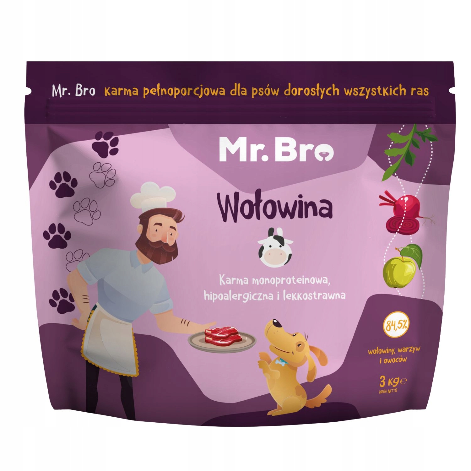 Mr. Bro monoproteinové suché Krmivo pro dospělé psy s hovězím masem 3 kg