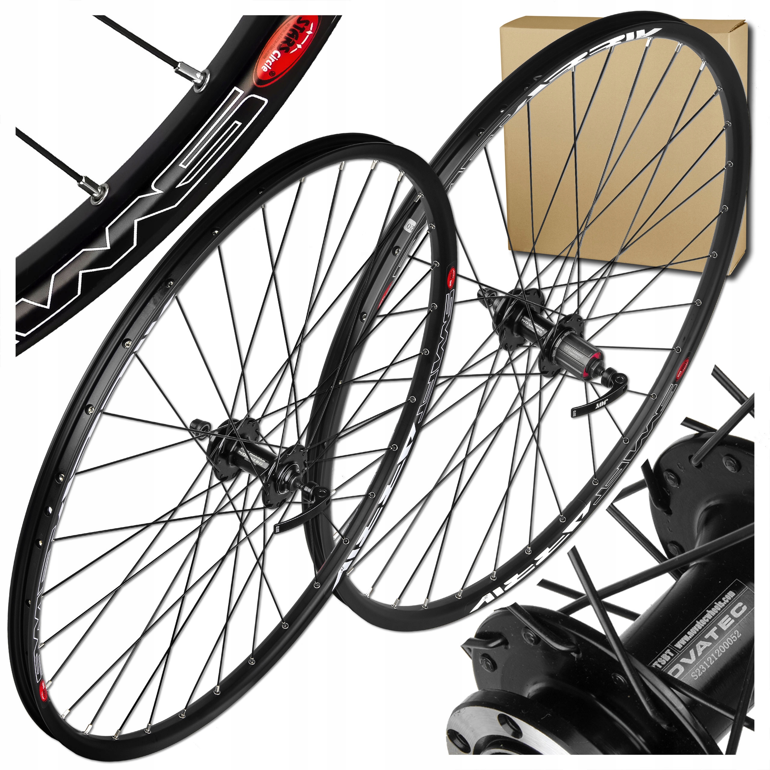 Koła Rowerowe Przód Tył Stars Circle 28/29" 622x20 Novatec Czarne Tarcza