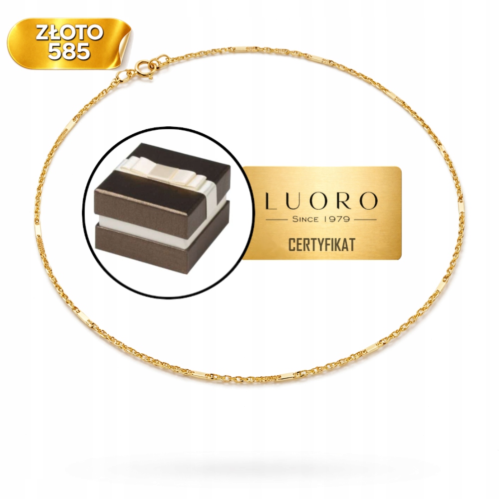 Zlatý Náramek 585 14K Singapurová Vazba S Plechem 17 CM Elegantní