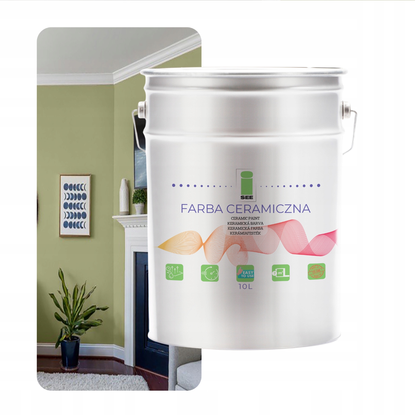 Umývateľná Keramická Farba Na Stenu Zelená Bonsajová 10 L Odolná Voči Škvrnám