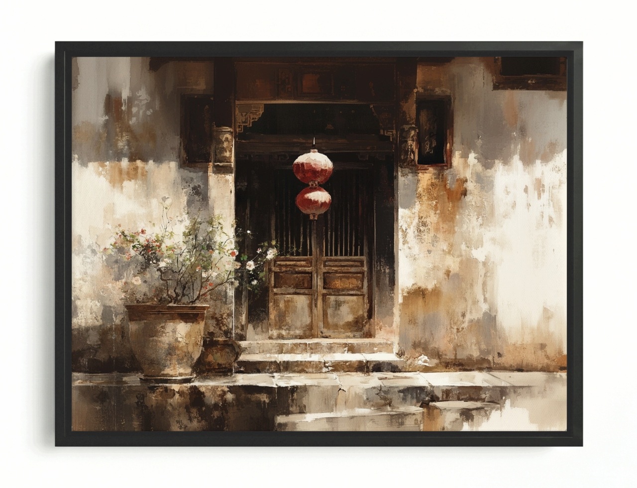 Obraz Rám Americký Box Architektura Čína Asie Dům Dveře Lucerna 80x60