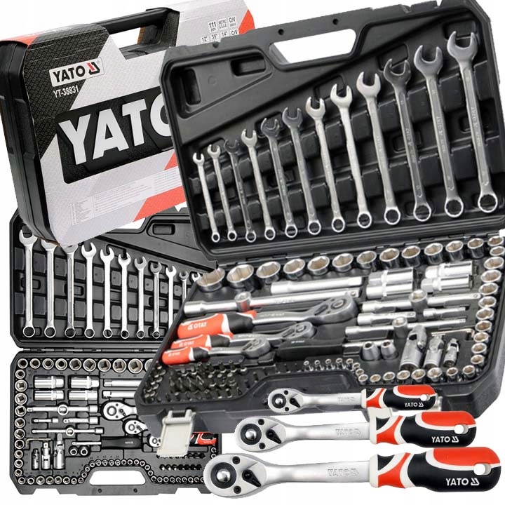 KLUCZE NASADOWE 1/4" 3/8" 1/2 ZESTAW NARZĘDZIOWY 111 ELEMENTÓW W