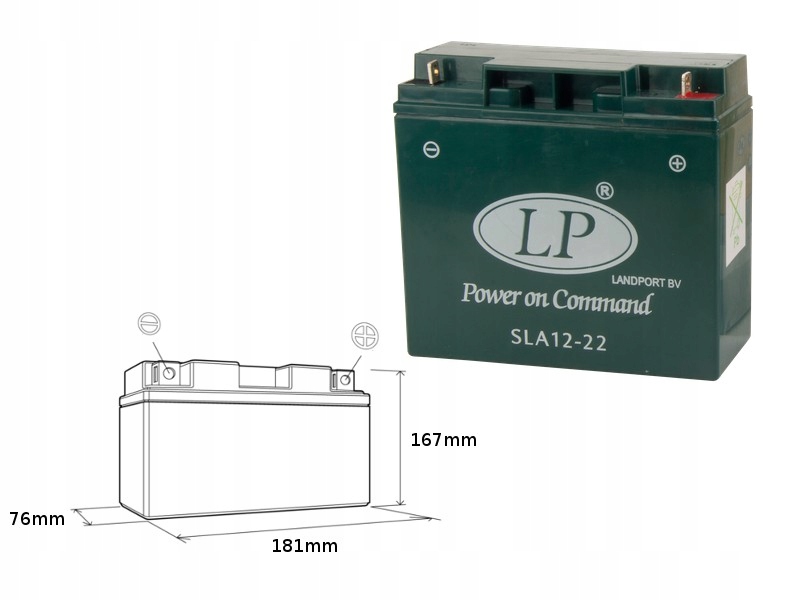 Landport Batéria SLA12-22 (ms Sla 12-22) 12V/22AH Uzavrená Bmw (+4AH) 180X