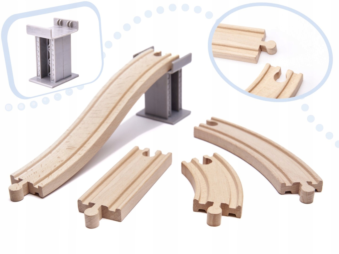 Kolejka drewniana pociąg tor samochodowy 70 elementów Marka MDF
