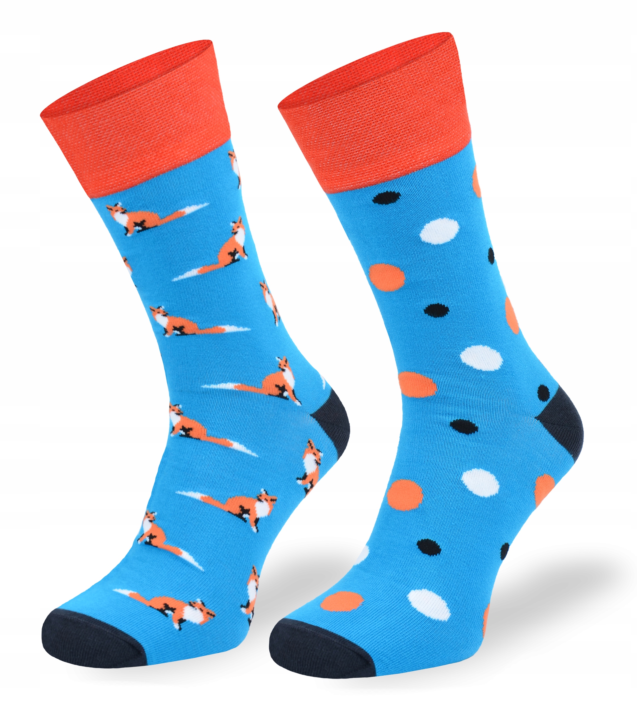 

Letnie kolorowe skarpetki asymetryczne w lisy