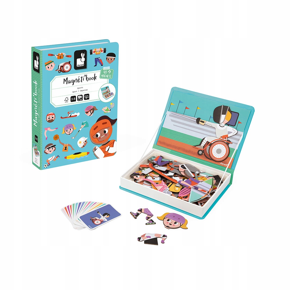 MAGNETYCZNA UKŁADANKA PUZZLE SPORT MAGNETIBOOK 3+ JANOD Liczba elementów 64 szt.