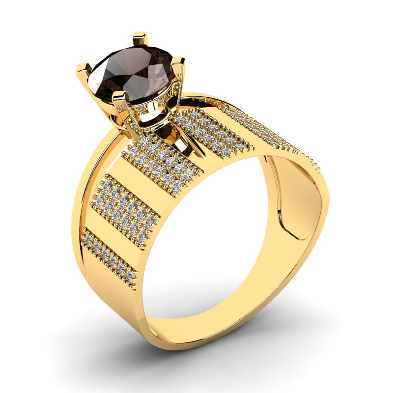 

Pierścionek Złoty Kwarc Z Brylantami 1,60CT