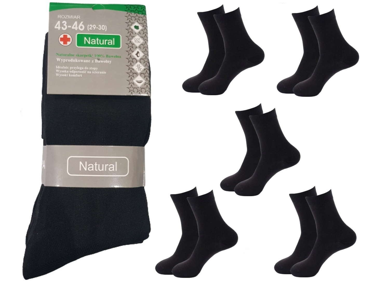 

5 Par Skarpety Skarpetki Natural Bawełna 43-46