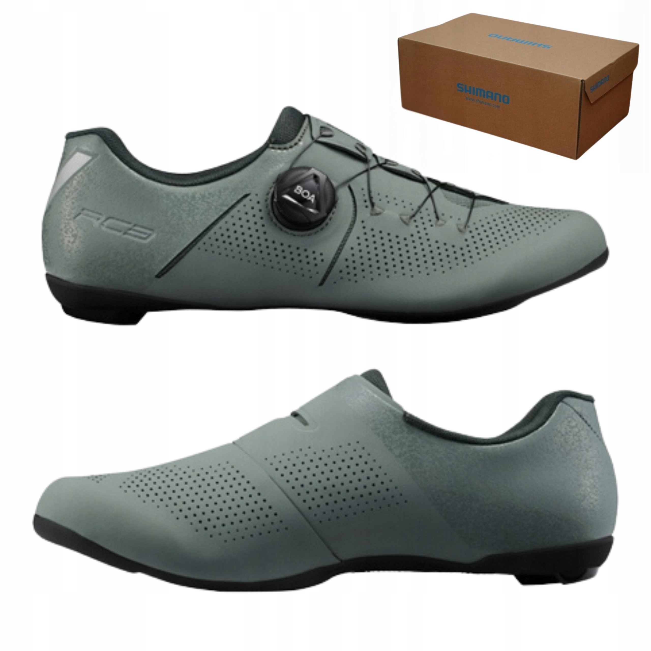 Buty rowerowe szosowe Shimano SH-RC302 RC3 Spd Sl r. 42 Zielone Boa Sztywne
