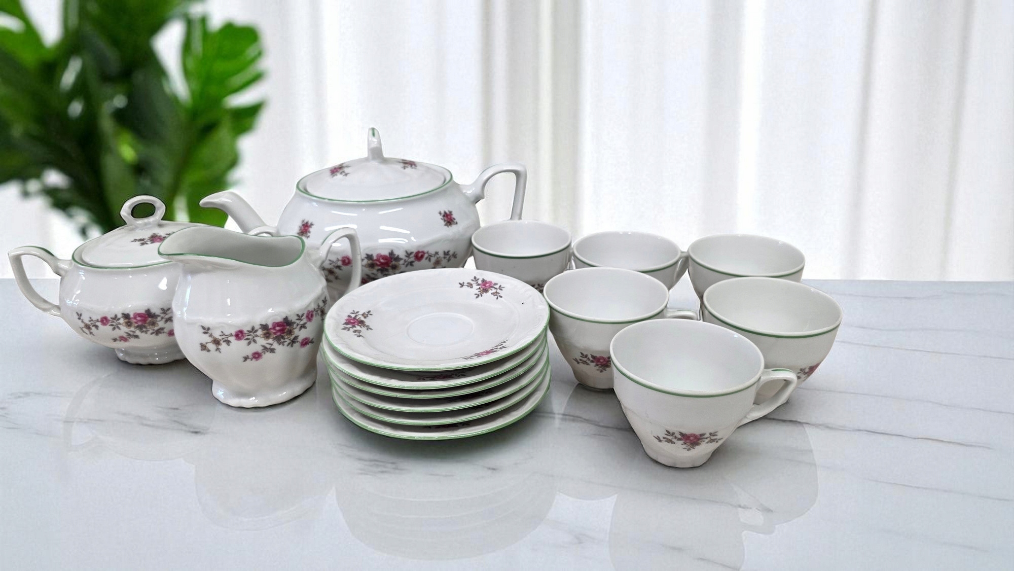 BOGUCICE PORCELANOWY SERWIS DO HERBATY KAWY