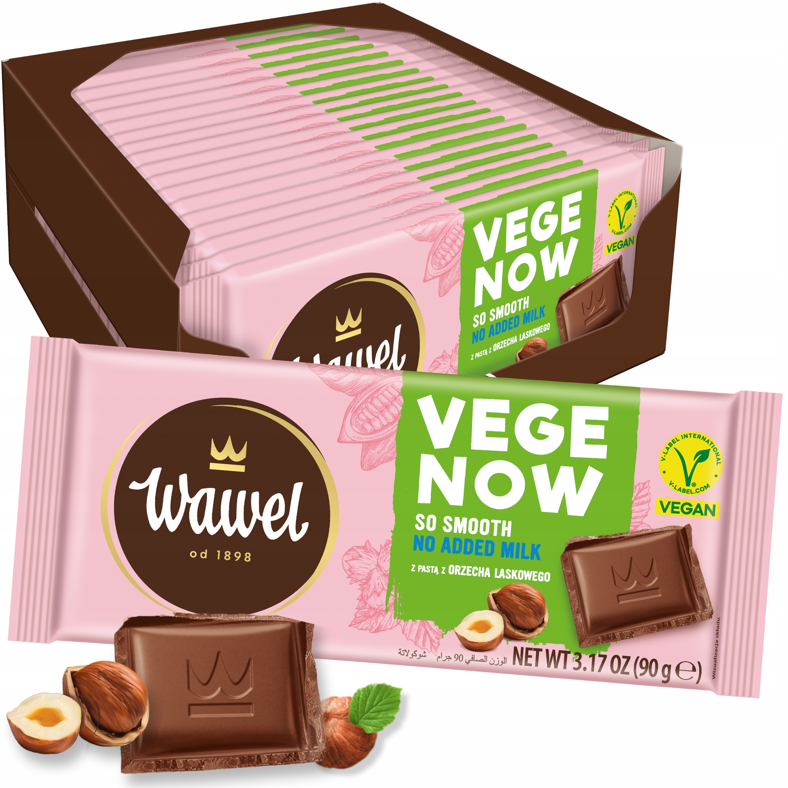 Czekolada wegańska Vege Now orzech laskowy Wawel 90 g 19 sztuk