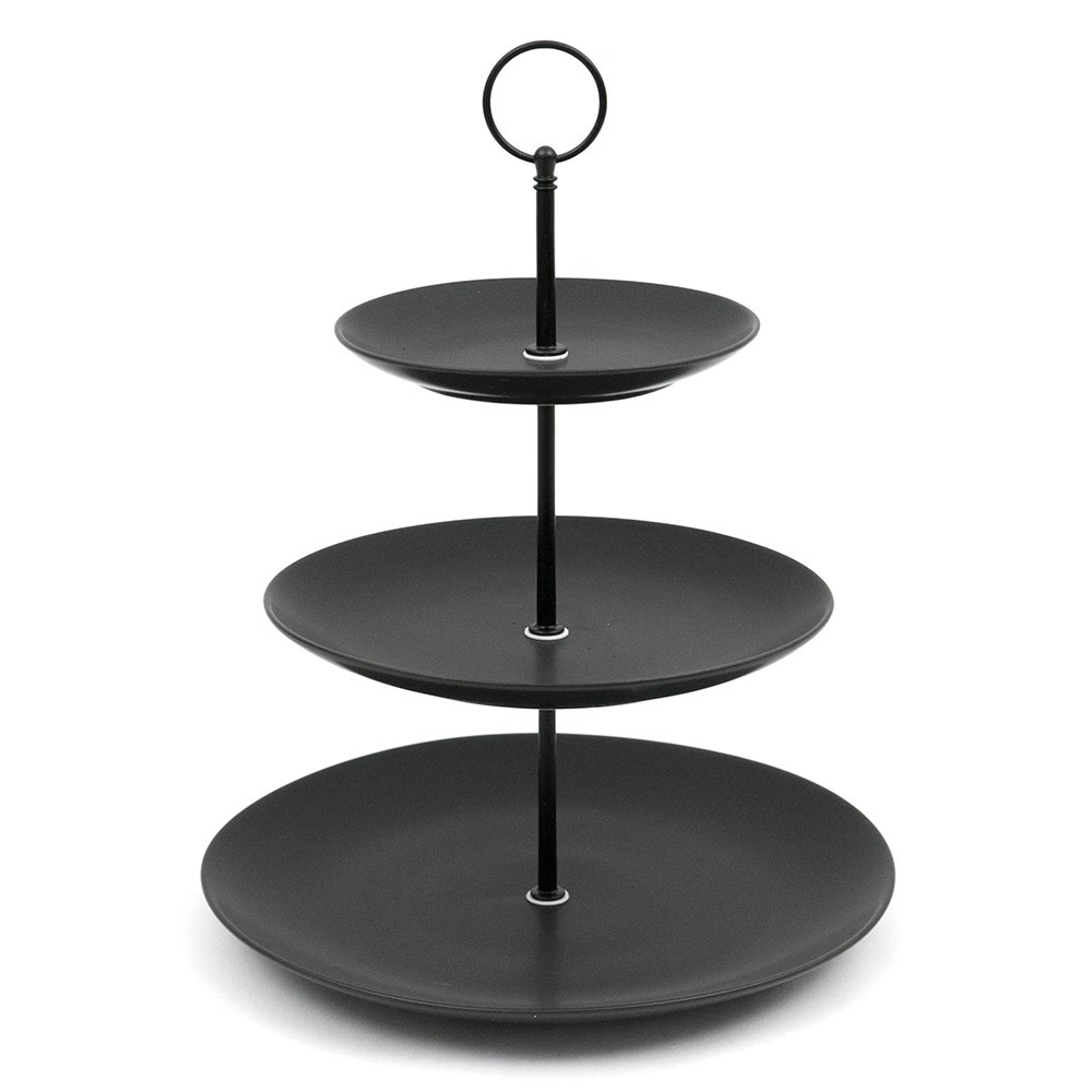 

Patera 3 Poziomowa Czarna 35cm Ceramiczna Matowa