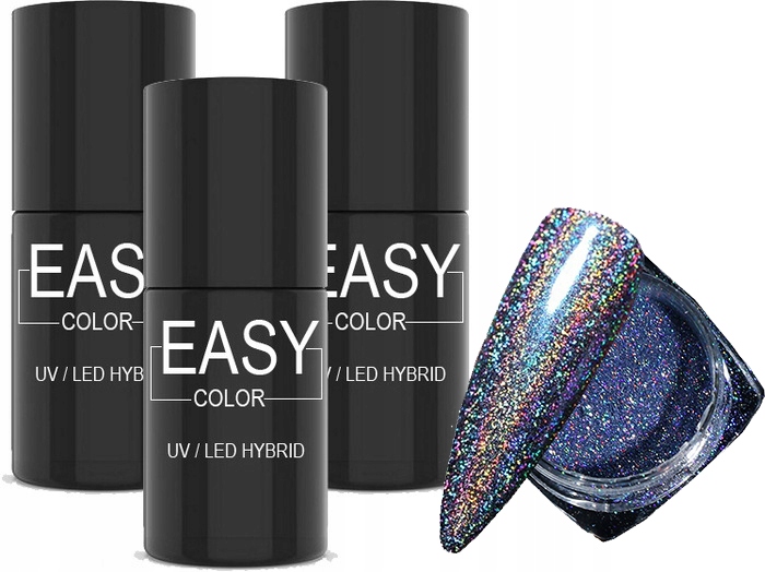 3 X Lakier Hybrydowy Hybryda EASY COLOR UV/LED 6g + PYŁEK