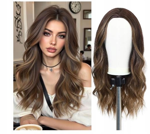 Paruka Esmee Dlouhá Jednoduchá Hříva Ombre Hnědá Syntetická 65 cm LC179-1