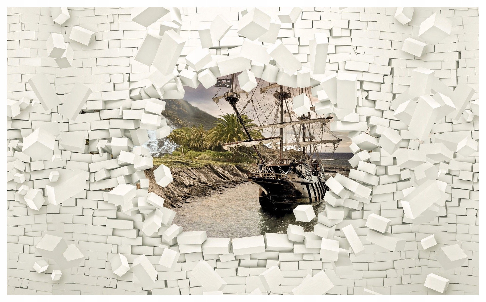 Vliesová fototapeta Pirátská loď pokladů, námořní dobrodružství 250x175 lepidlo