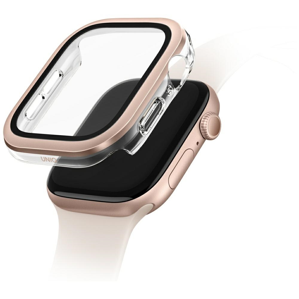 Etui Do Apple Watch 10 46 MM Szkło Hartowane Uniq Voute Różowo-złoty