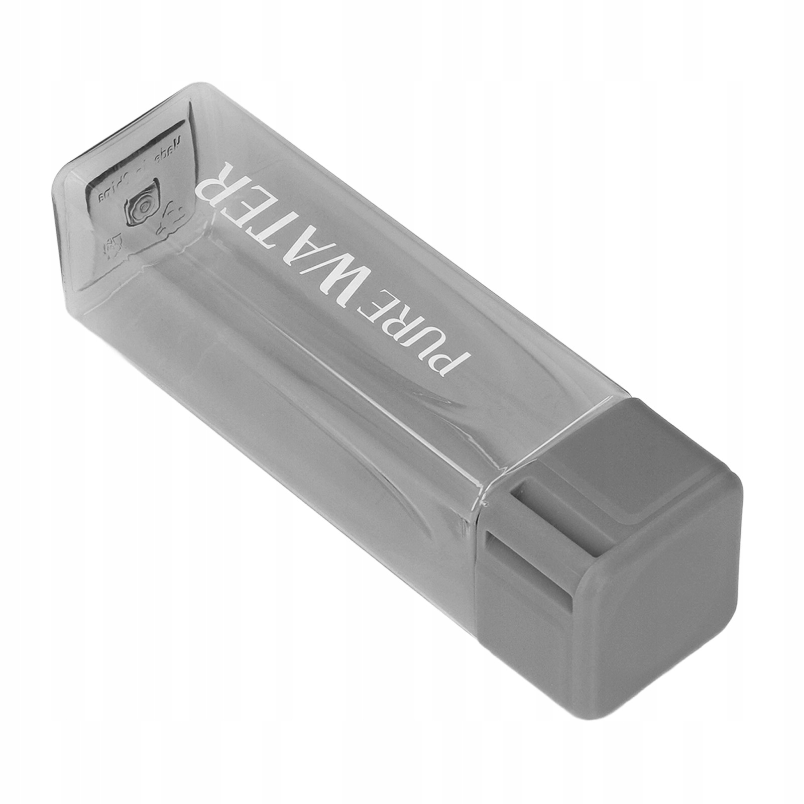 Butelka na wodę przezroczysta 500 ml z nadrukiem i sznurkiem szara Model all914-2718230014314