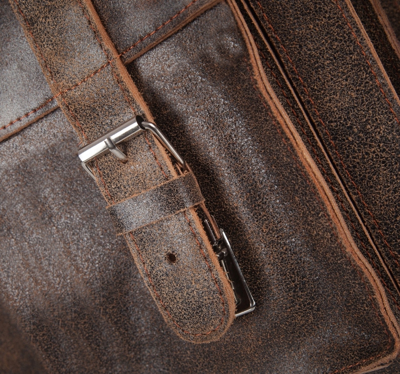 SOLOME, SKÓRZANA TORBA LISTONOSZKA NA RAMIĘ SOLOME Model LAGO-I-BROWN-VINTAGE