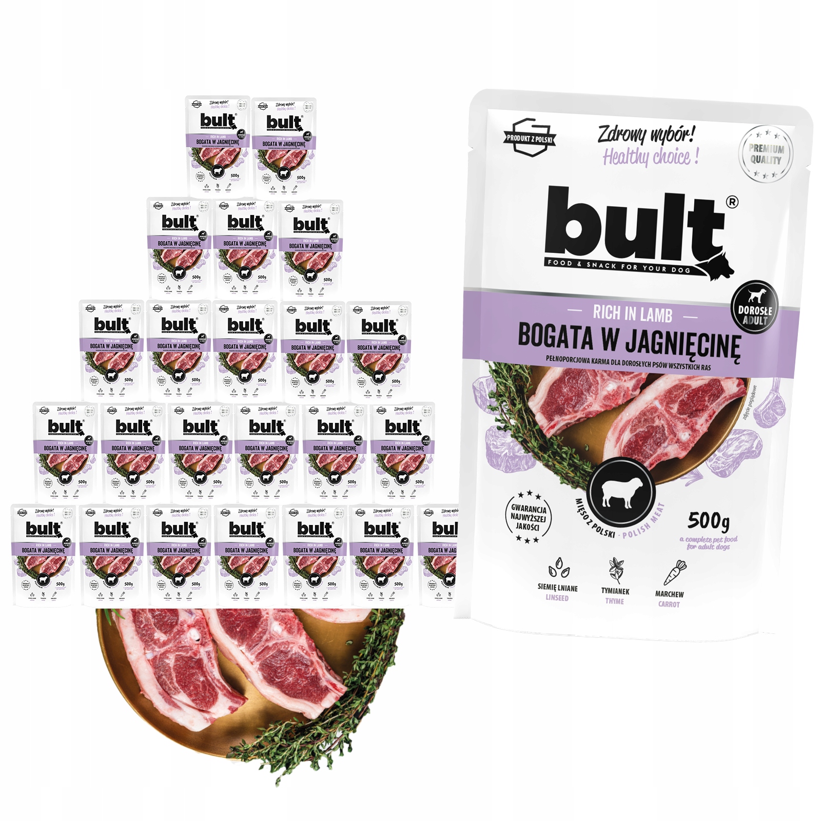 Levně Vlhké Krmivo Pro Psa Bult Sáček Mletý Bohatý Na Jehněčí 24x500G