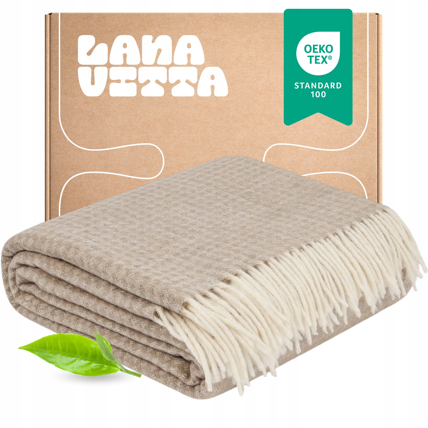 Vlněná deka Komfort 100% vlna Přehoz na postel Pled Béžová 150х200 cm