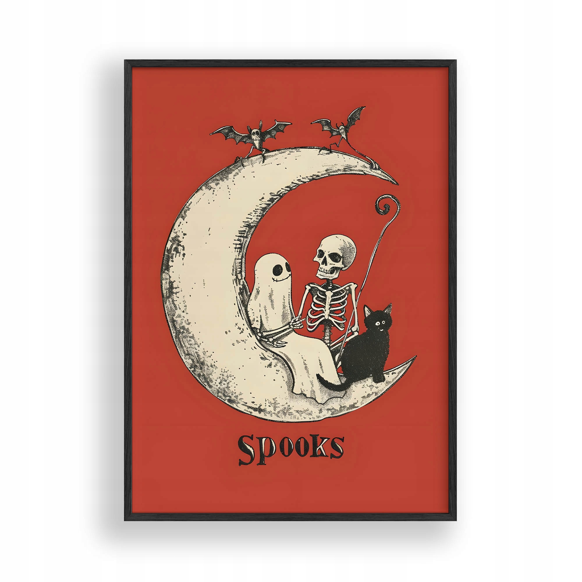 Halloweenský Plakát A3, černý dřevěný Rámeček , 30x42 cm