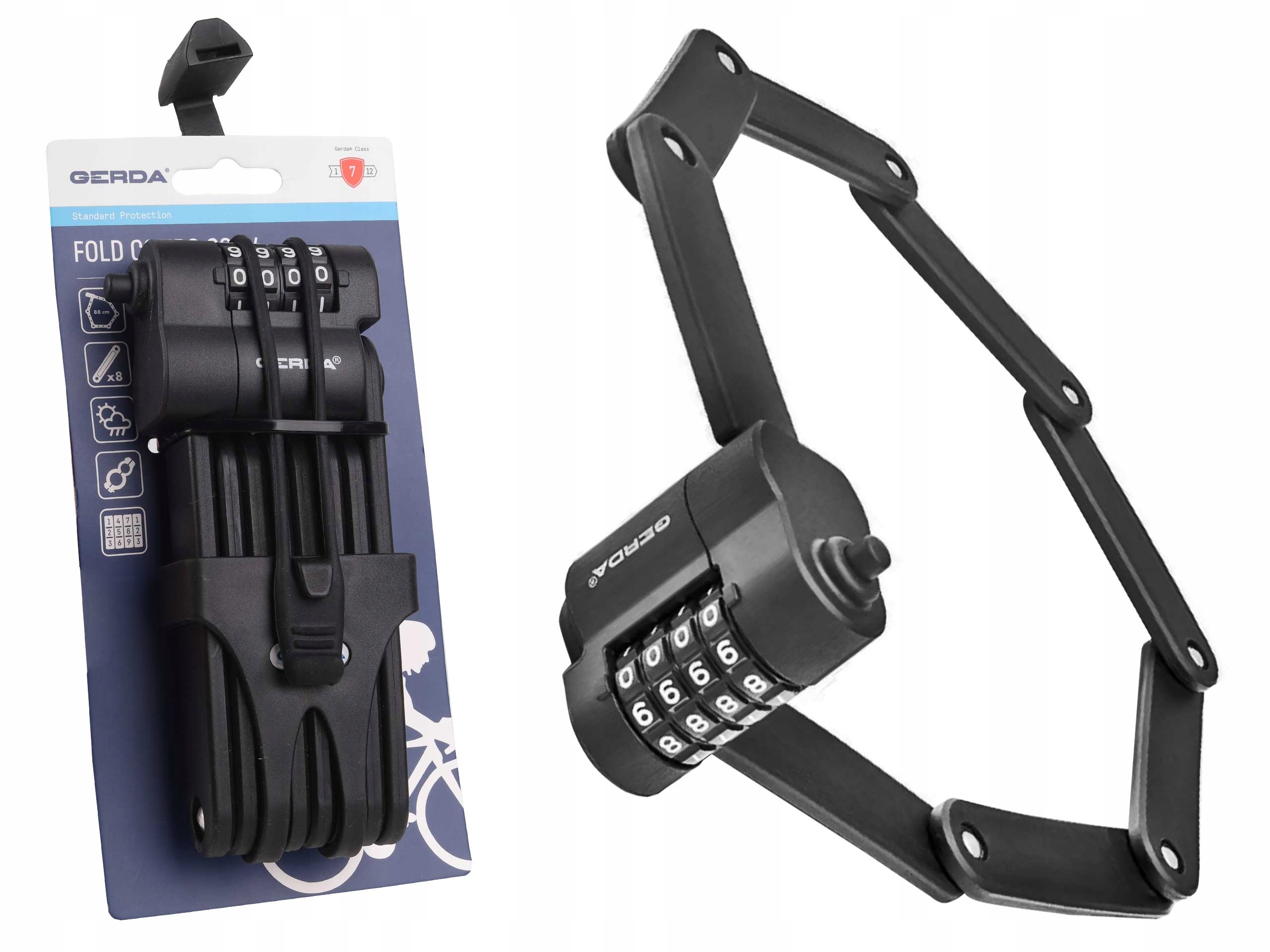 Zapięcie rowerowe Gerda Fold Combo 880V na szyfr