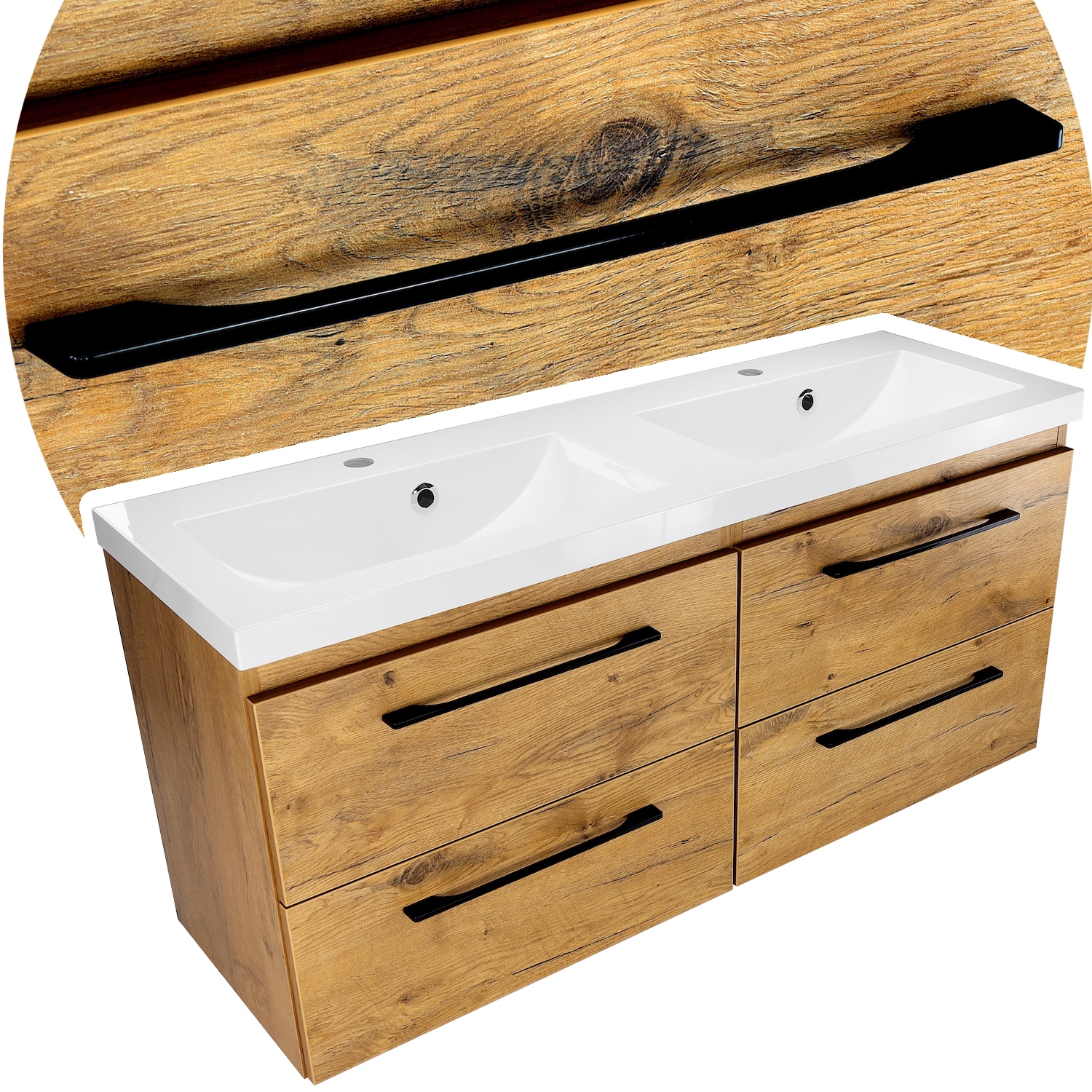 

Szafka łazienkowa z umywalką 120cm dębowa mat loft