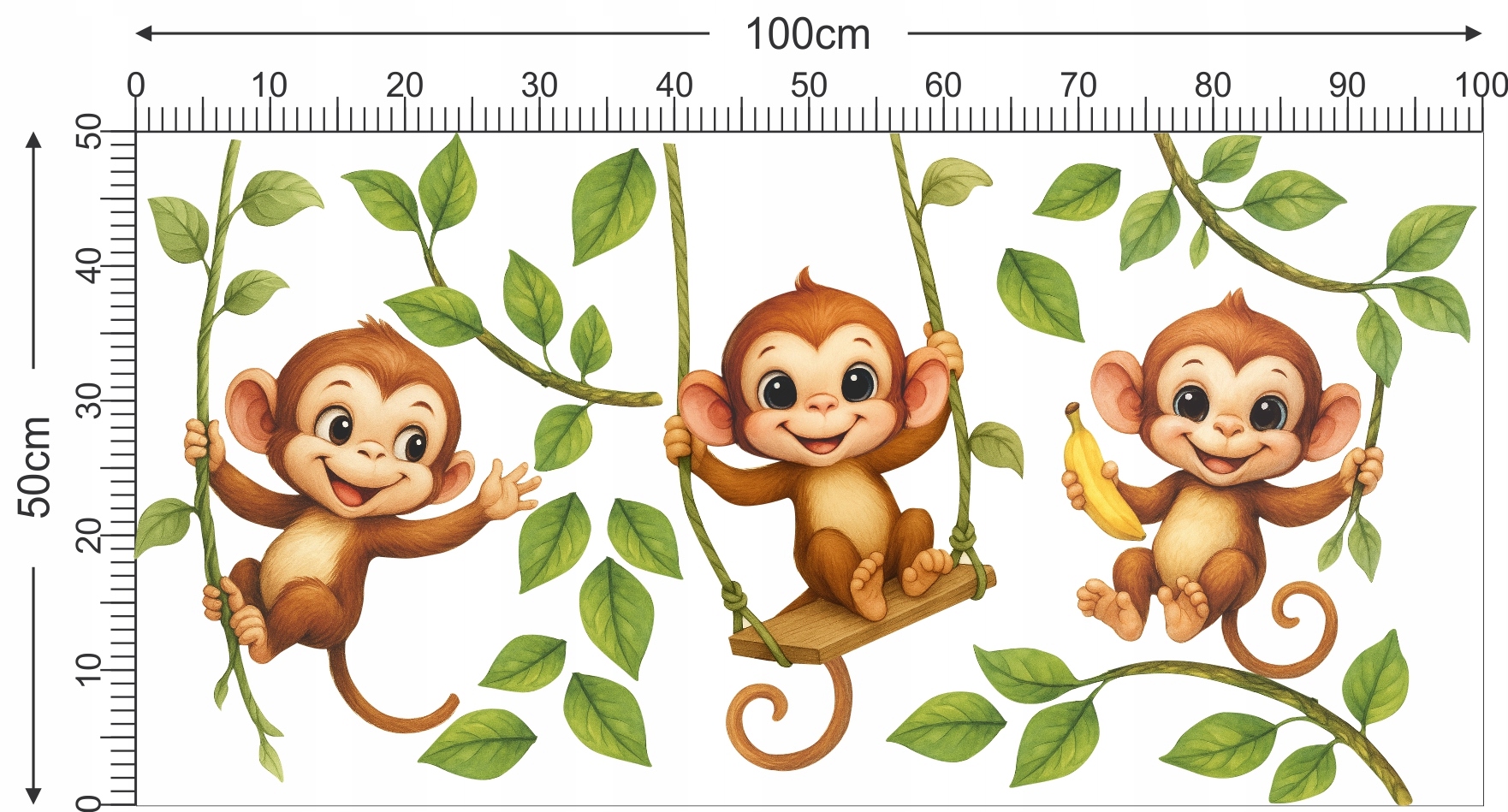 NAKLEJKI NA ŚCIANĘ MAŁPKI MAŁPY 50x100cm MP1 Marka inna